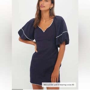 NWT Hyacinth House Navy with Striped Piping Keel Mini Dress